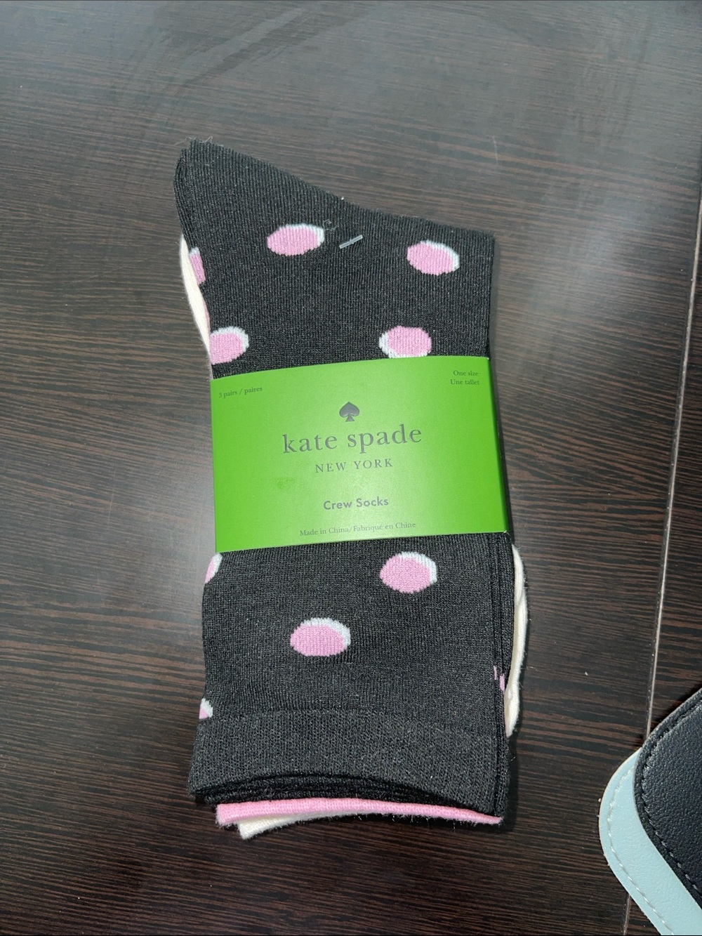 Kate Spade ♠️ trio of solid Pink and cream Polka black Dot Crew Socks